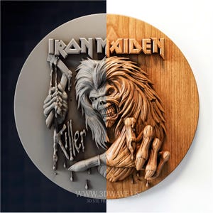Iron Maiden Eddie STL / File di intaglio CNC horror / Rilievo murale heavy metal