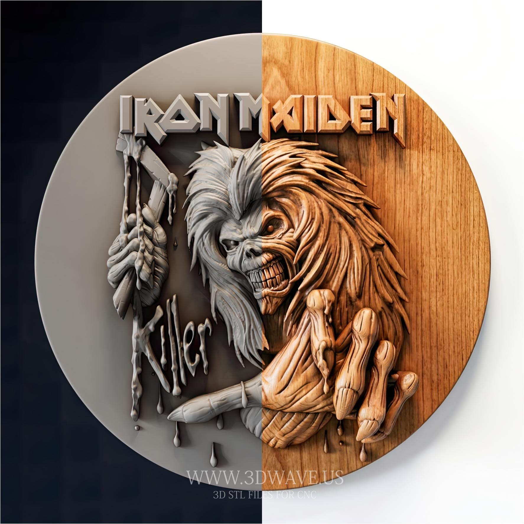 Iron Maiden Eddie STL | Horror CNC Carving File | Heavy Metal Wall