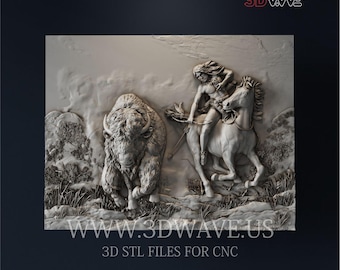 3d American Native Hunter 3D STL Model: CNC Carving Template (Digital Download)