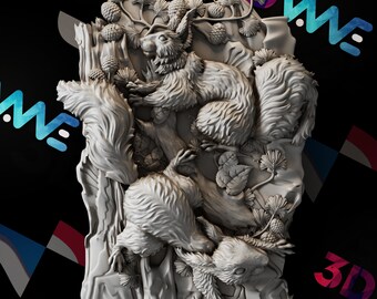 Ardillas 3d stl / modelo 3d / STL / Archivos CNC / Decoración de pared / Arte de madera / Decoración del hogar / BRICOLAJE / 3d / Descarga digital / 3d