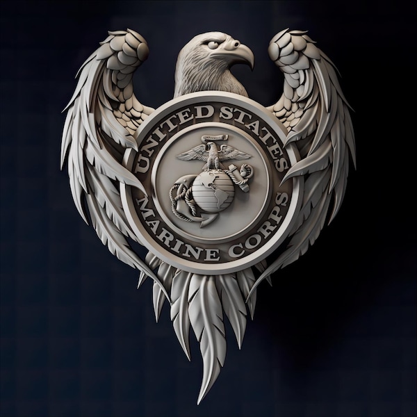 USMC Eagle STL file for CNC | Marine Corps Eagle Relief Wood Carving