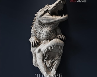 3D Alligator STL File: CNC Carving Template, Wood Wall Art (Digital Download