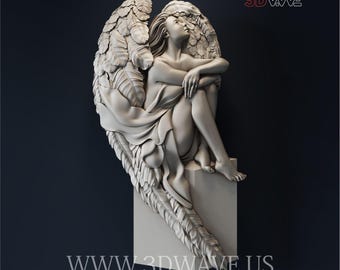 Archivo STL 3D de ángel: Plantilla de tallado CNC, arte mural en madera (descarga digital)