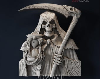 Death Skull 3D Model – CNC Carving STL File (Digital Files)