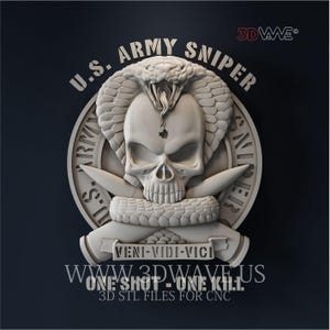 American Army Sniper 3D Model STL File: CNC Carving Template (Digital Download