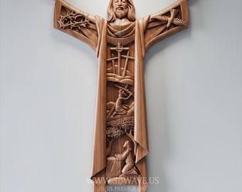 Stations of the Cross STL | Jesus Passion Relief Wood Carving (Digital Download)