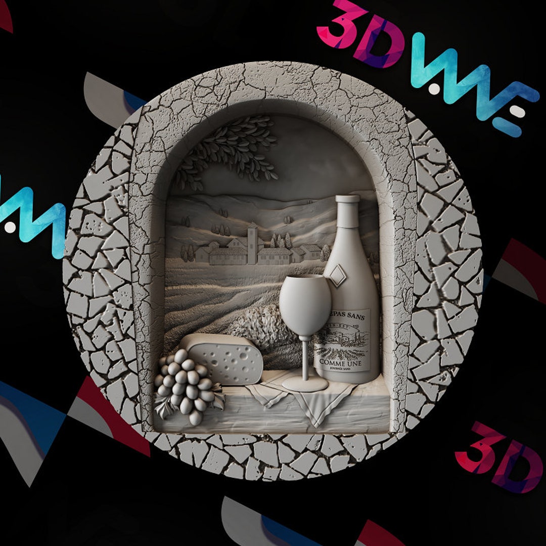 Wine Cellar Scene 3D Model | CNC Wall Art (STL Digital Download) - Etsy