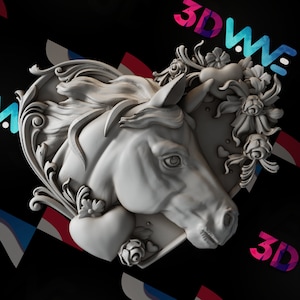 Cavallo 3d stl / modello 3d / STL / file CNC / decorazioni murali / arte del legno / decorazioni per la casa / fai da te / 3d / download digitale / 3d