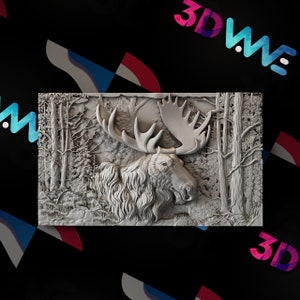 Moose 3d stl | Elk | 3d model | STL | CNC files | Wall decor | Wood art |  Home Decor | DIY | 3d | Digital download | 3d