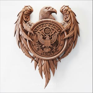 Eagle Carving Template - Army Seal STL File for CNC, Patriotic Wall Art Gift