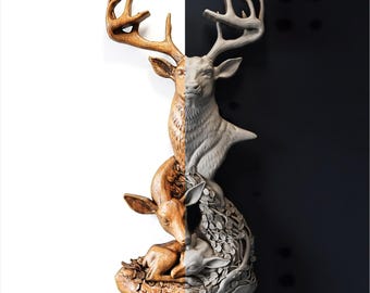 Deer Family Relief STL File | CNC Wood Carving Model, Rustic Wall Decor (Digital Download)