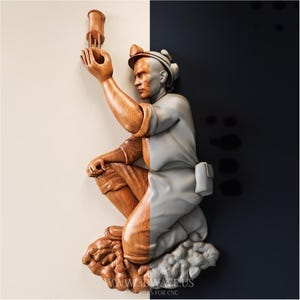 Mineur de charbon - Fichier STL | Modèle CNC en relief | Téléchargement numérique pour fraiseuse