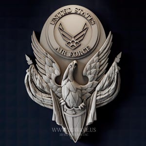 Embleem Amerikaanse luchtmacht STL | Muurkunst patriottische adelaar en cadeau veteraan