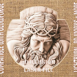 Laser burn Digital Design File - Jesus Laser File - Engrave - SVG - Glowforge - Laser Engraving - Wood Engraving - 3D ILLUSION - Christ 3d