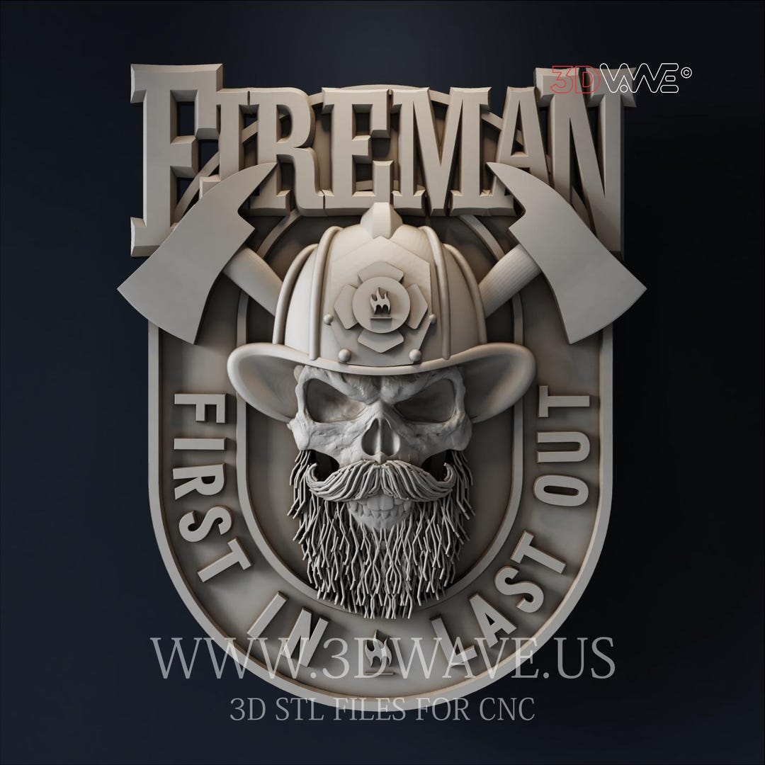 3D Firefighter Skull Sign STL Files - CNC Digital Download - Etsy