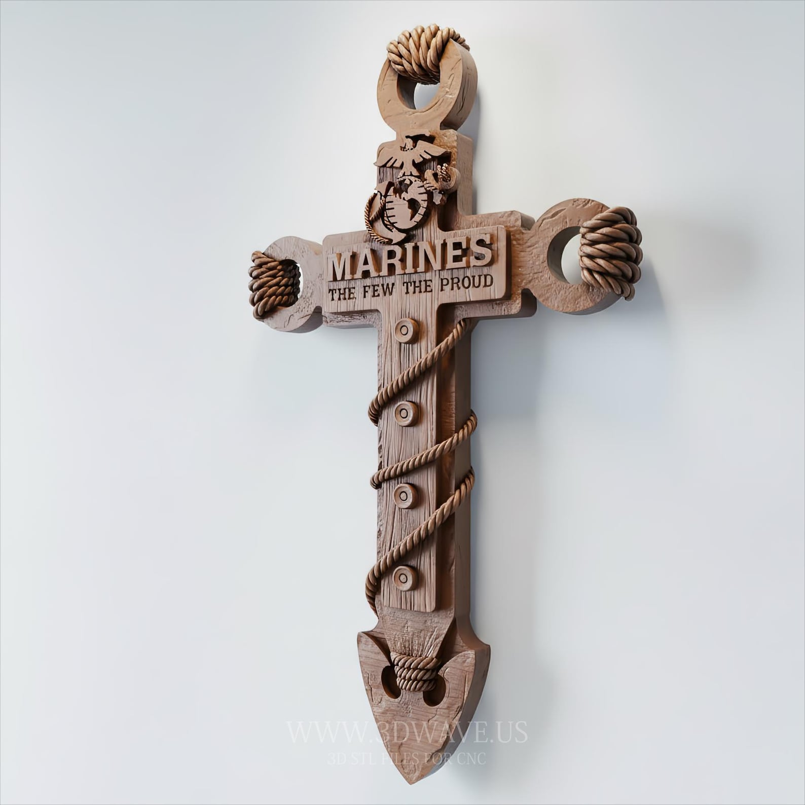 Cnc Router Twisted Rope Pattern USMC Rope Cross Military Wall Art | CNC Router Files STL for Wood ...