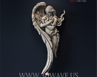 Archivo STL 3D de Ángel Madre: Plantilla de tallado CNC (Descarga digital)