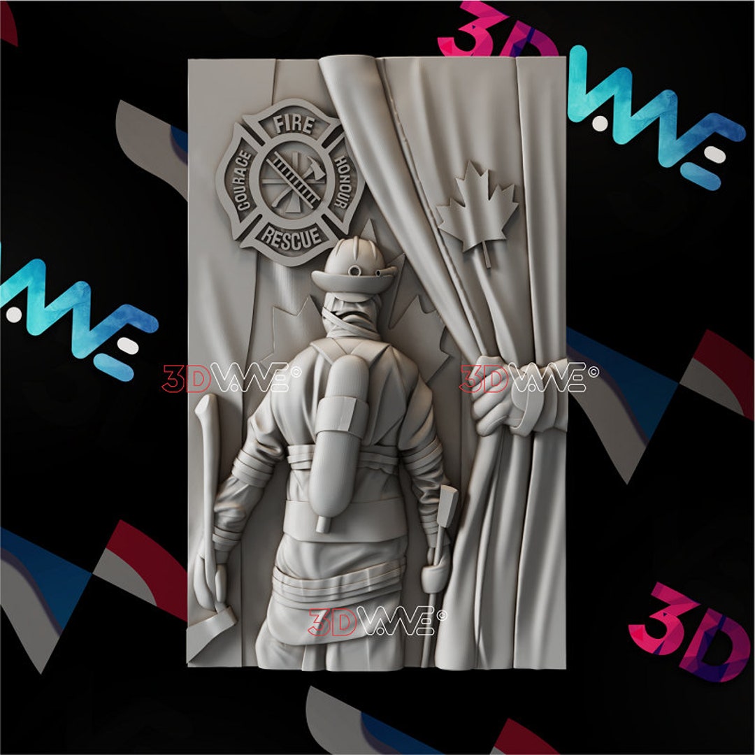 Canadian Firefighter | 3d Model | STL | CNC Files | Wall Decor | Wood ...