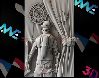 Canadian Firefighter 3D Model | CNC STL Files, Wall Decor (Digital Download)