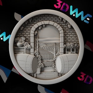 Vineyard | Wine Cellar | 3d model | STL | CNC files | Wall decor | Wood art |  Home Decor | DIY | 3d | Digital download | 3d