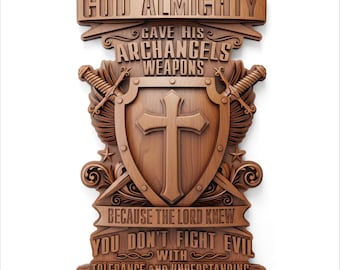 Arte do Escudo da Armadura de Deus | Decoração de Fé Cruzada e Militar, Arquivo STL para CNC