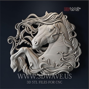 File STL 3D di cavallo: modello di intaglio CNC - Arte murale in legno (download digitale)