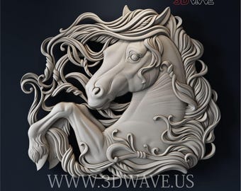 Archivo STL 3D de caballo: Plantilla de tallado CNC - Arte mural en madera (Descarga digital)