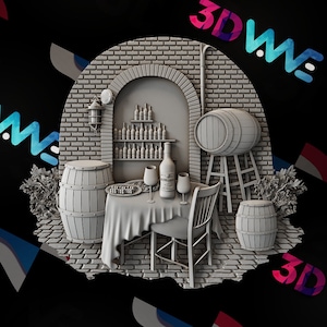 Winery | Wine | Vineyard| 3d model | STL | CNC files | Wall decor | Wood art |  Home Decor | DIY | 3d | Digital download