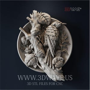 Woodpecker | Bird 3d | 3d stl files | CNC STL files | 3d cnc patterns | 3d files for cnc router |  3d cnc files | Wood | Digital art