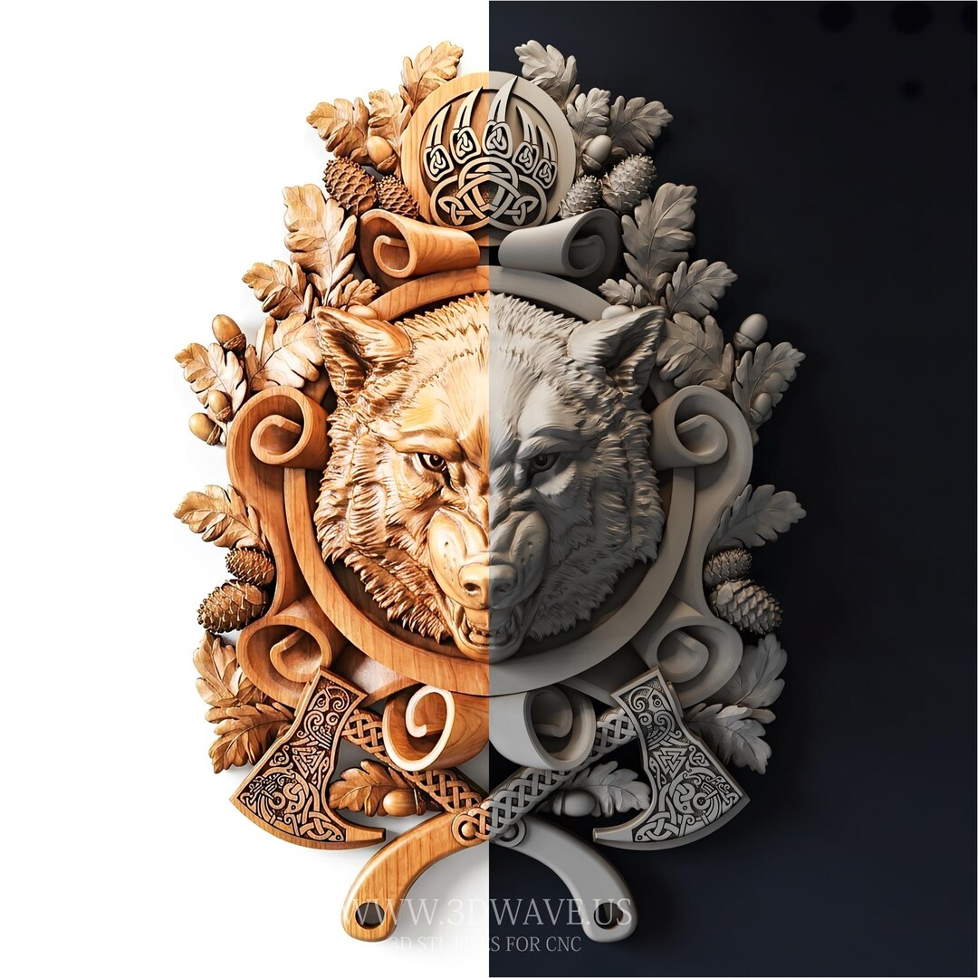 Viking Wolf Relief STL File | CNC Router Carving Digital Download - Etsy
