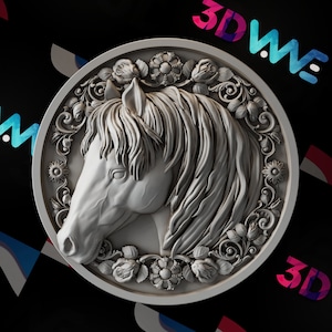 Cavallo 3d stl / modello 3d / STL / file CNC / decorazioni murali / arte del legno / decorazioni per la casa / fai da te / 3d / download digitale / 3d