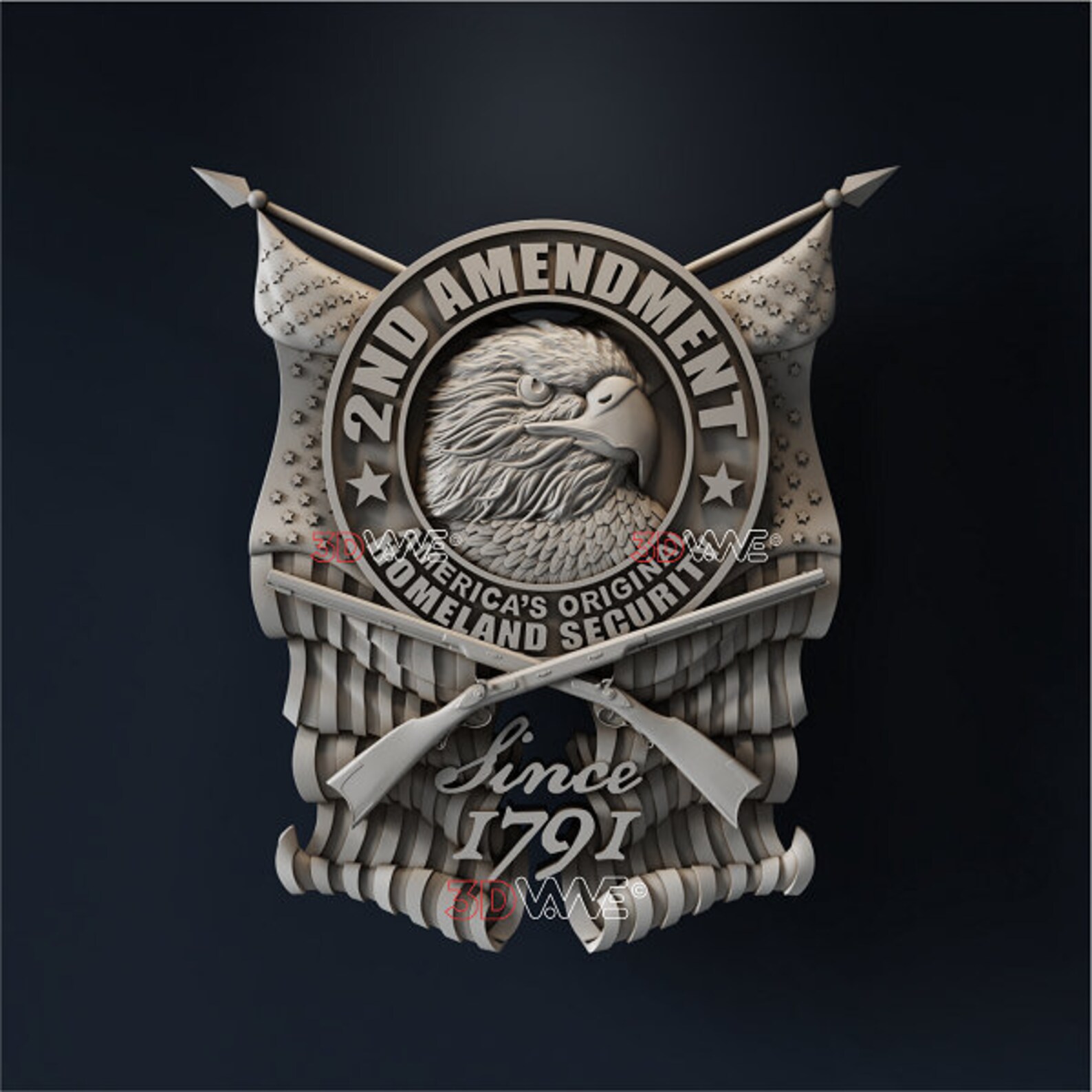 American Eagle 2nd Amendment CNC 3D Model | Patriotic Wall Decor ...