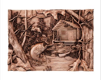 Largemouth Bass Wall Art | Lake Cabin Fishing Decor | 3D CNC STL File
