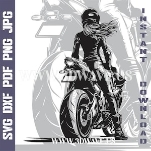 Biker Girl Vector Art: Laser Cut & Cricut Ready (Digital Download)