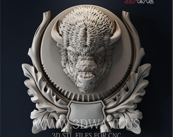 Bison 3D Model STL File: CNC Wall Decor (Digital Download