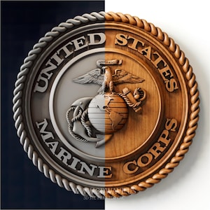 USMC Eagle CNC STL File – Marine Corps Relief for Wood Carving