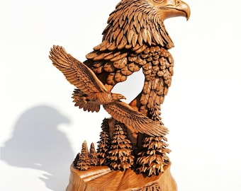 Adler CNC-Datei | Weißkopfseeadler Relief STL | Holz Schnitzfräser 3D Download