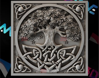Modelo 3D del Árbol de la Vida Celta / Archivos para fresadora CNC (Descarga digital)