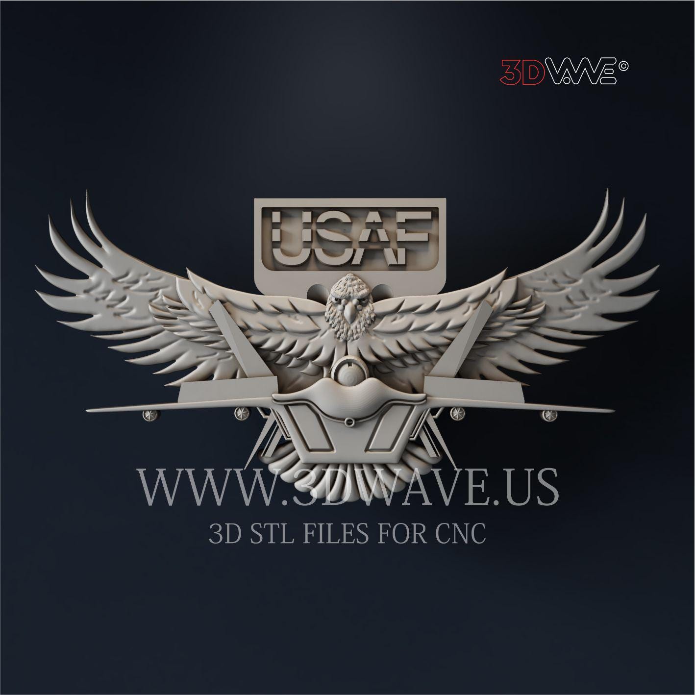 3D STL File: US Air Force Eagle Digital Pattern CNC Carving Template Digital Files