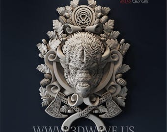 Bison 3D STL File: CNC Carving Template - Wood Wall Art (Digital Download)