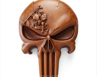 Punisher Skull Biker 3D Wood Carving | Man Cave STL File (Digital Download)