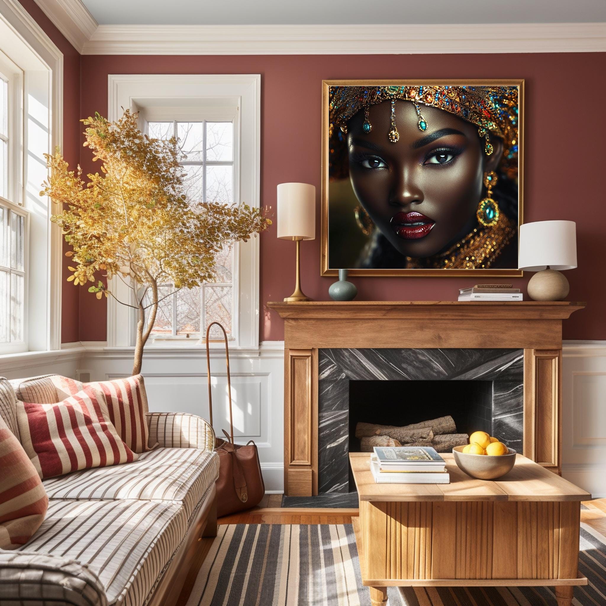 African Queen AI Art Luxury Digital Print Royal Black Woman Portrait ...