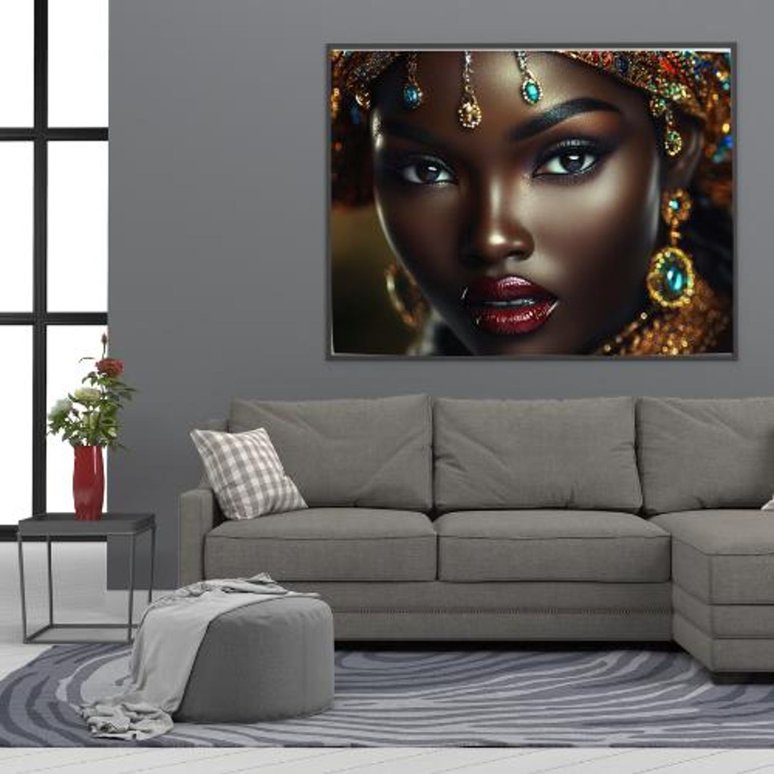 African Queen AI Art Luxury Digital Print Royal Black Woman Portrait ...