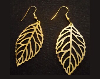 Leaf Gold Earrings, Elegant Earrings, Boho Style, Dangle Earrings, Gifts For Her, Earrings For Women, Lightweight Earrings