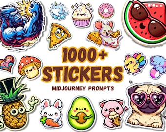 1000 Midjourney AI Prompts in PNG Graphic Stickers / Explore Infinite Inspiration