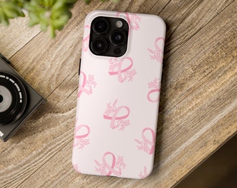 Aesthetic Pink Coquette Phone Case / iPhone 15, 14, 13, 12, 11 Pro, Max, Plus, Mini, X, XR, XS 8, 7 / Cute Feminine Ribbon Tough Phone Case