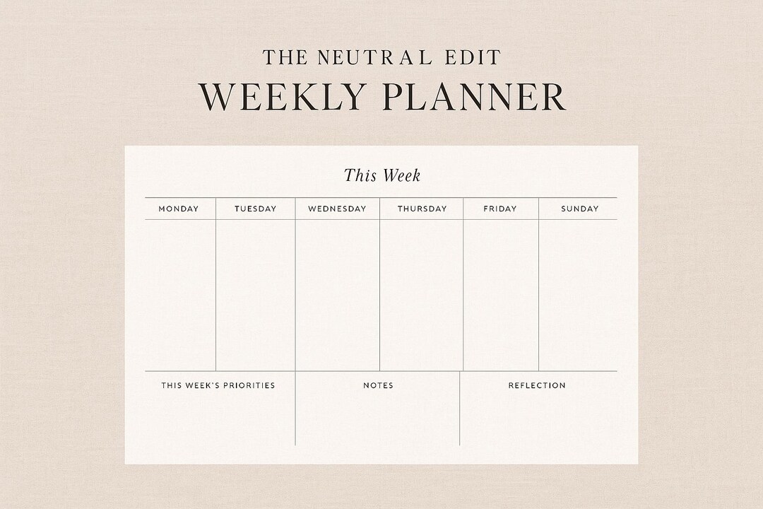 Minimalist Weekly Planner Printable | Neutral Daily Planner ...