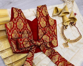 Niños Pattu pavadai, Lehenga, Niña pattu pavadai sattai, niños lehenga choli, vestimenta tradicional de niña india