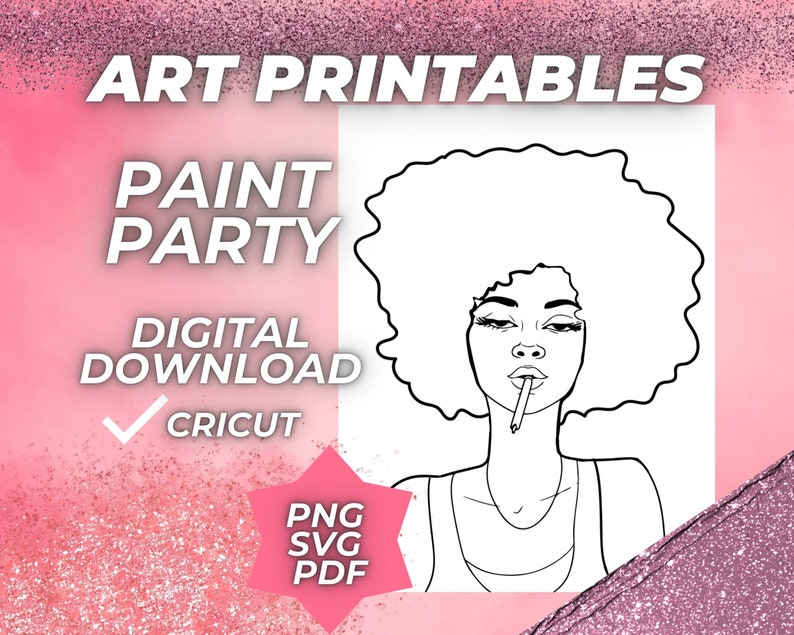 Sip and Paint Party Printables Design for Paint Party or Coloring Page ...