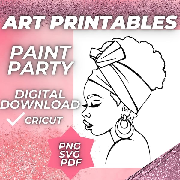 Paint and Sip Diy Paint kits Pre drawn Outline Canvas Adult Painting Pre Sketched Art Party Drawing for canvas. PNG
